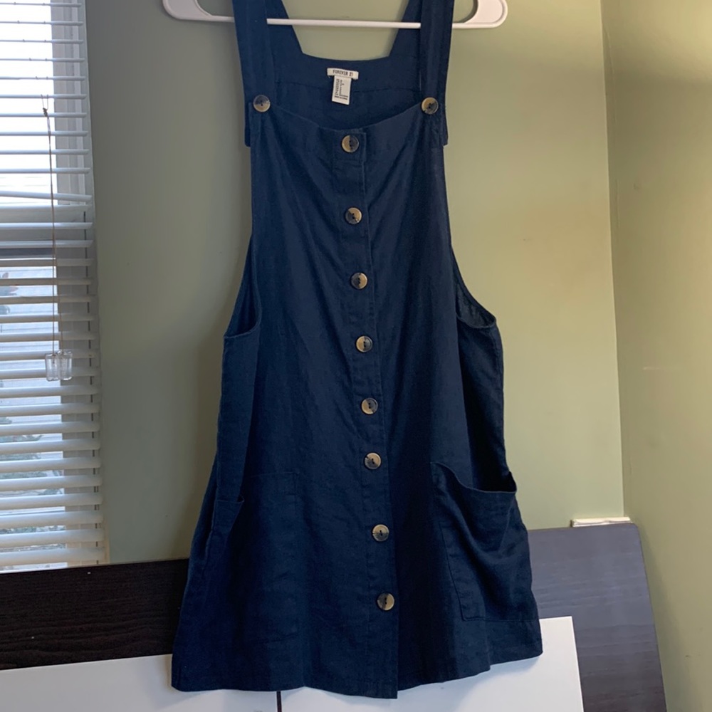 Navy 100% linen mini dress